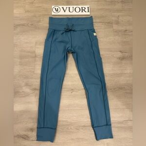 VUORI Daily Pocket Leggings Blue 7/8 Cuffed Ankle Drawstring Waist - S